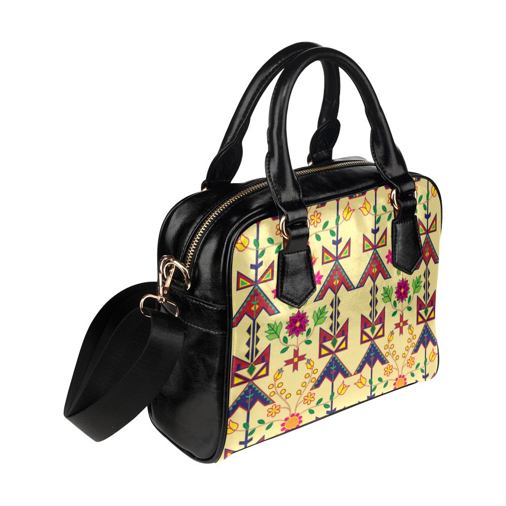 Geometric Floral Spring-Vanilla Shoulder Handbag (Model 1634) Shoulder Handbags (1634) e-joyer