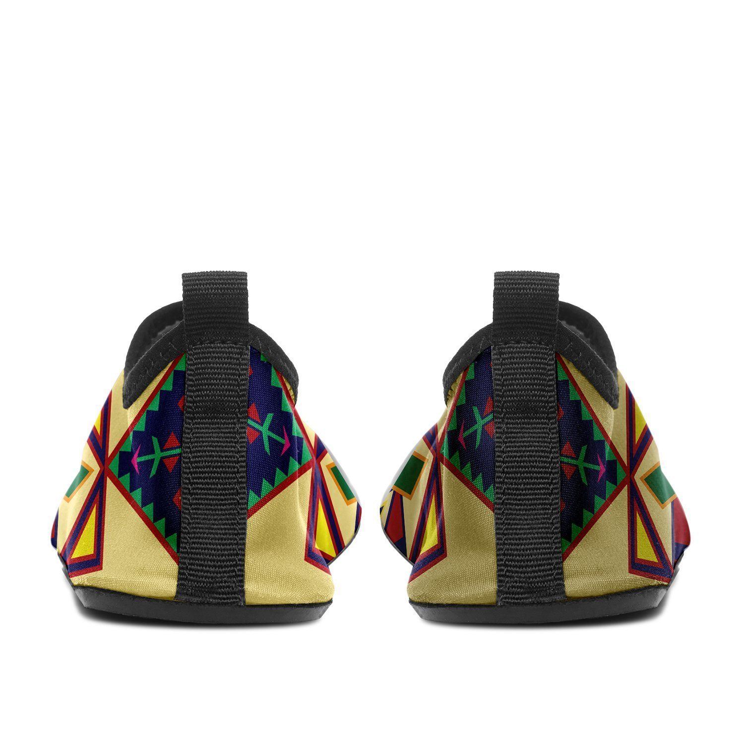 Geometric Floral Spring Vanilla Sockamoccs Kid's Slip On Shoes 49 Dzine