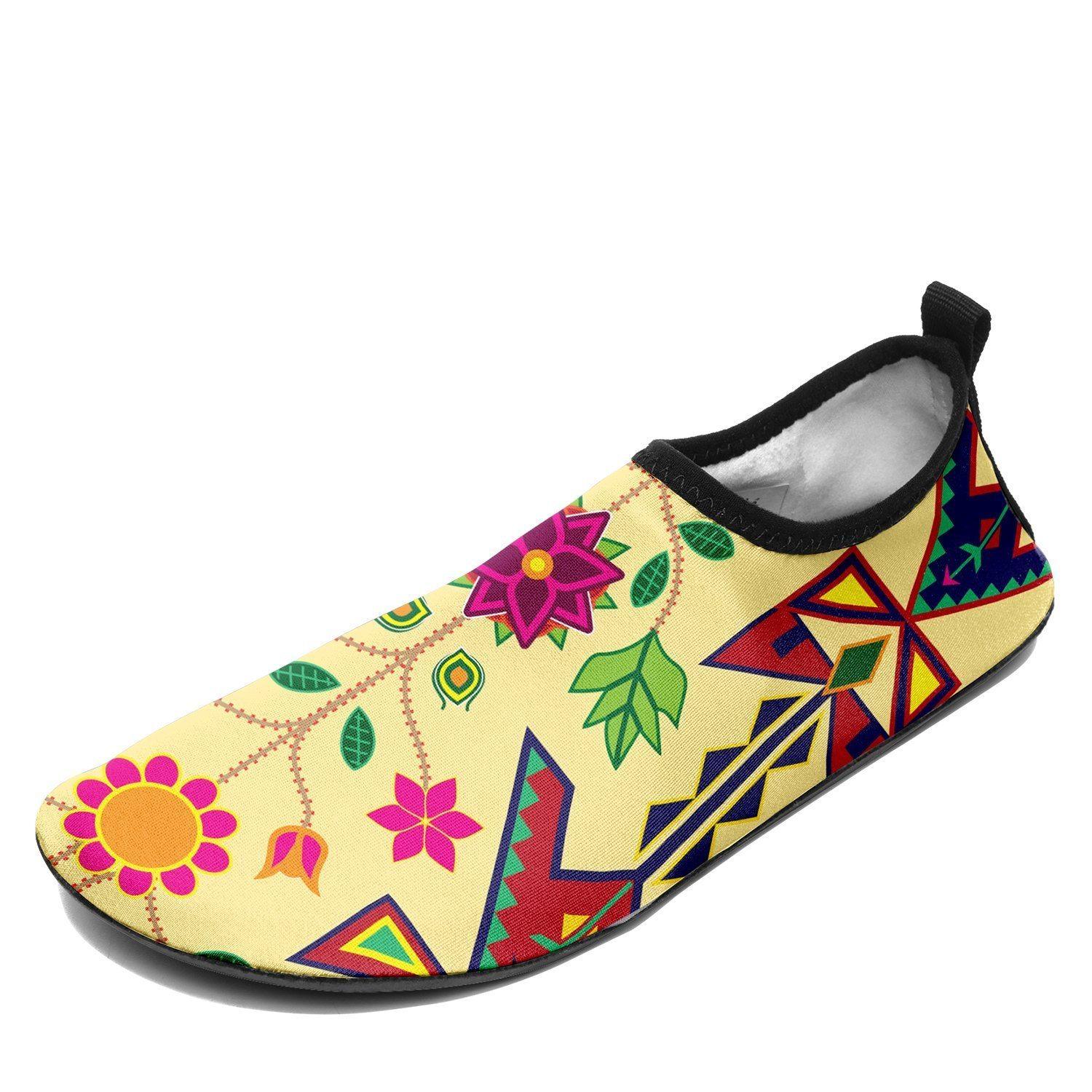 Geometric Floral Spring Vanilla Sockamoccs Kid's Slip On Shoes 49 Dzine