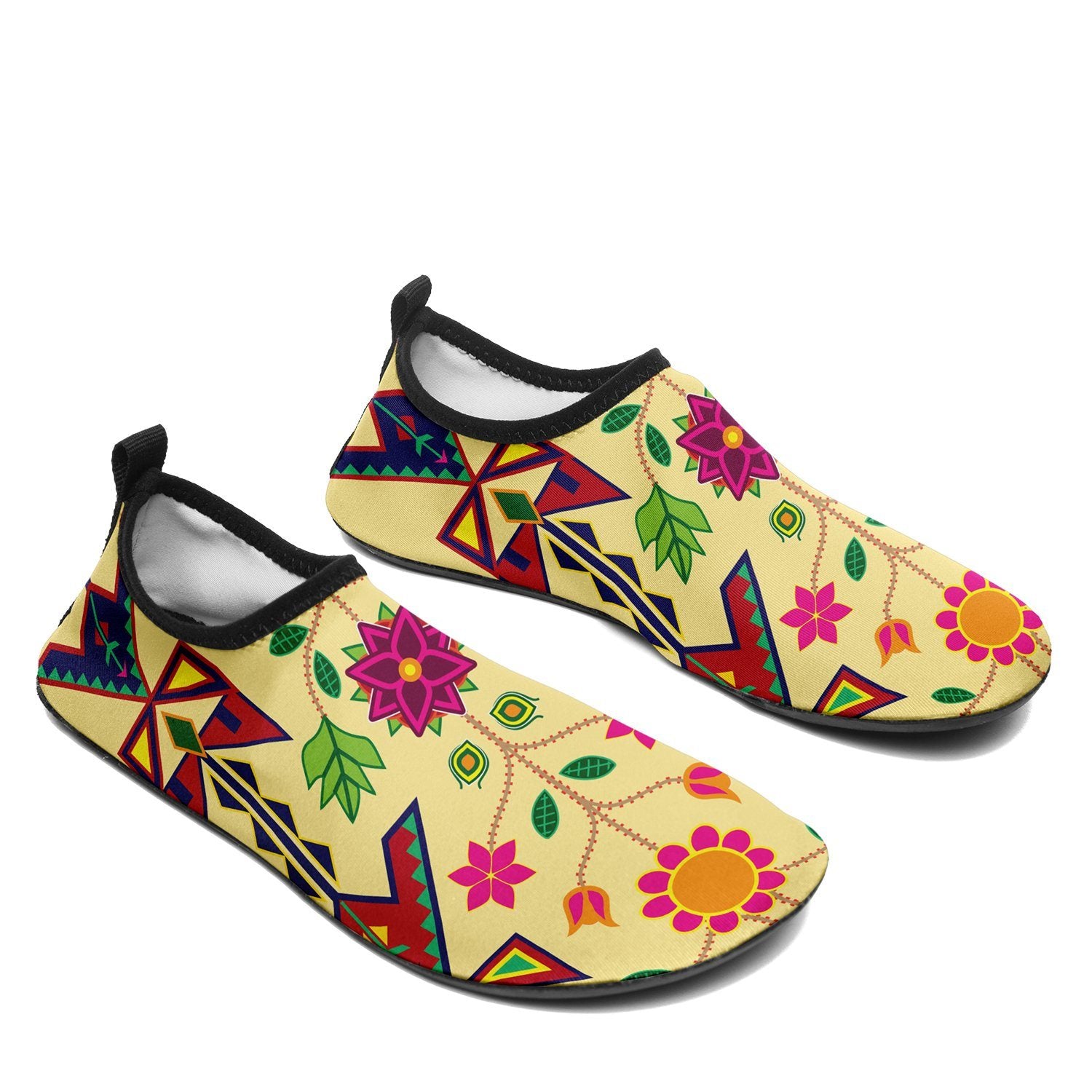Geometric Floral Spring Vanilla Sockamoccs Slip On Shoes 49 Dzine