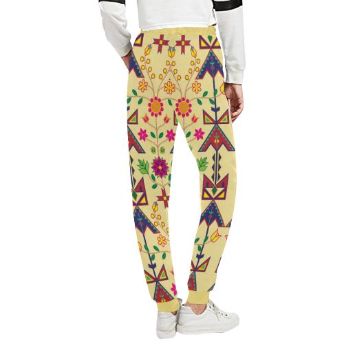 Geometric Floral Spring-Vanilla Women's All Over Print Sweatpants (Model L11) Women's All Over Print Sweatpants (L11) e-joyer