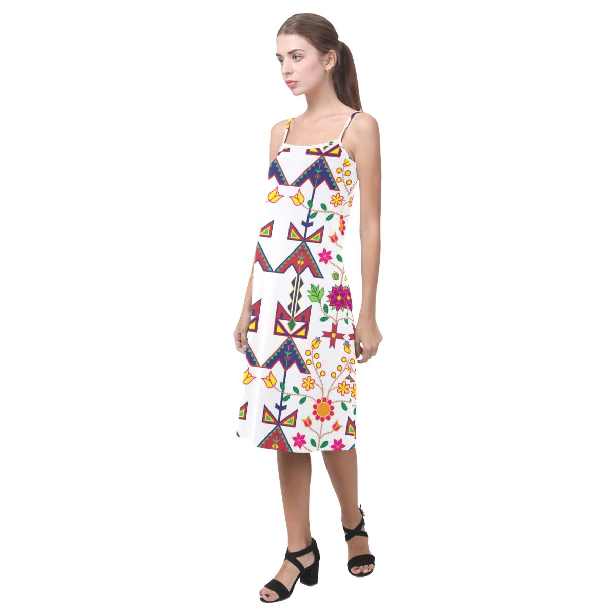 Geometric Floral Spring - White Alcestis Slip Dress (Model D05) Alcestis Slip Dress (D05) e-joyer