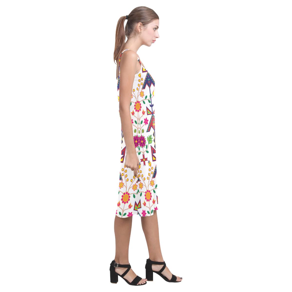 Geometric Floral Spring - White Alcestis Slip Dress (Model D05) Alcestis Slip Dress (D05) e-joyer