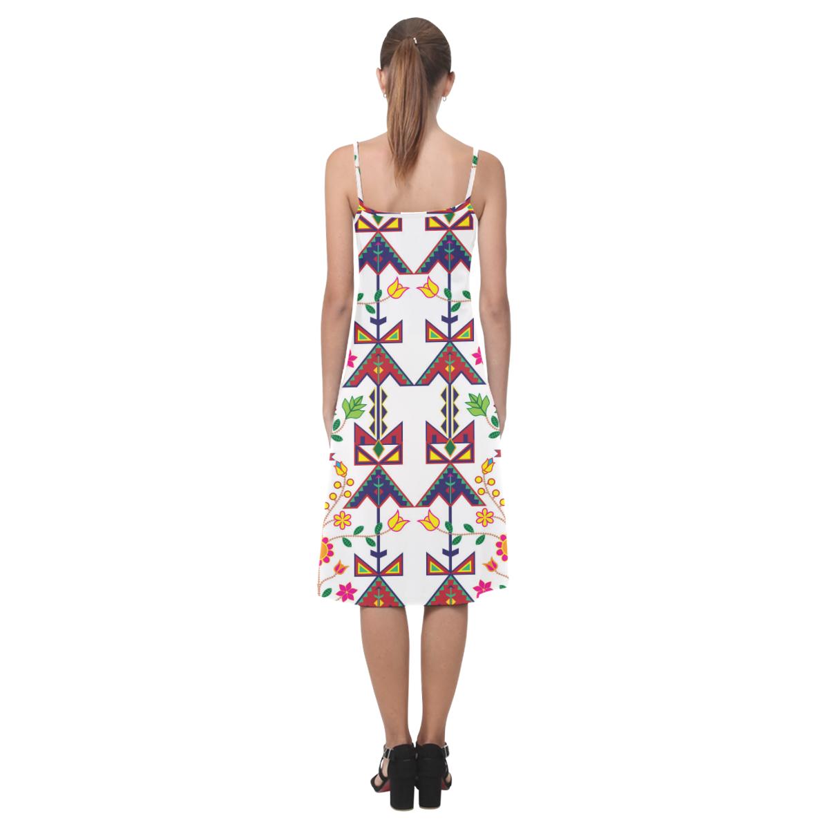 Geometric Floral Spring - White Alcestis Slip Dress (Model D05) Alcestis Slip Dress (D05) e-joyer