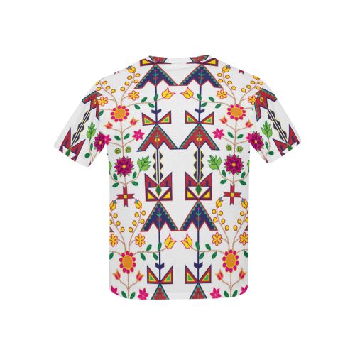 Geometric Floral Spring-White All Over Print T-shirt for Kid (USA Size) (Model T40) All Over Print T-shirt for Kid (T40) e-joyer