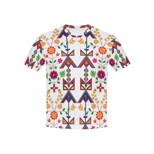 Geometric Floral Spring-White All Over Print T-shirt for Kid (USA Size) (Model T40) All Over Print T-shirt for Kid (T40) e-joyer
