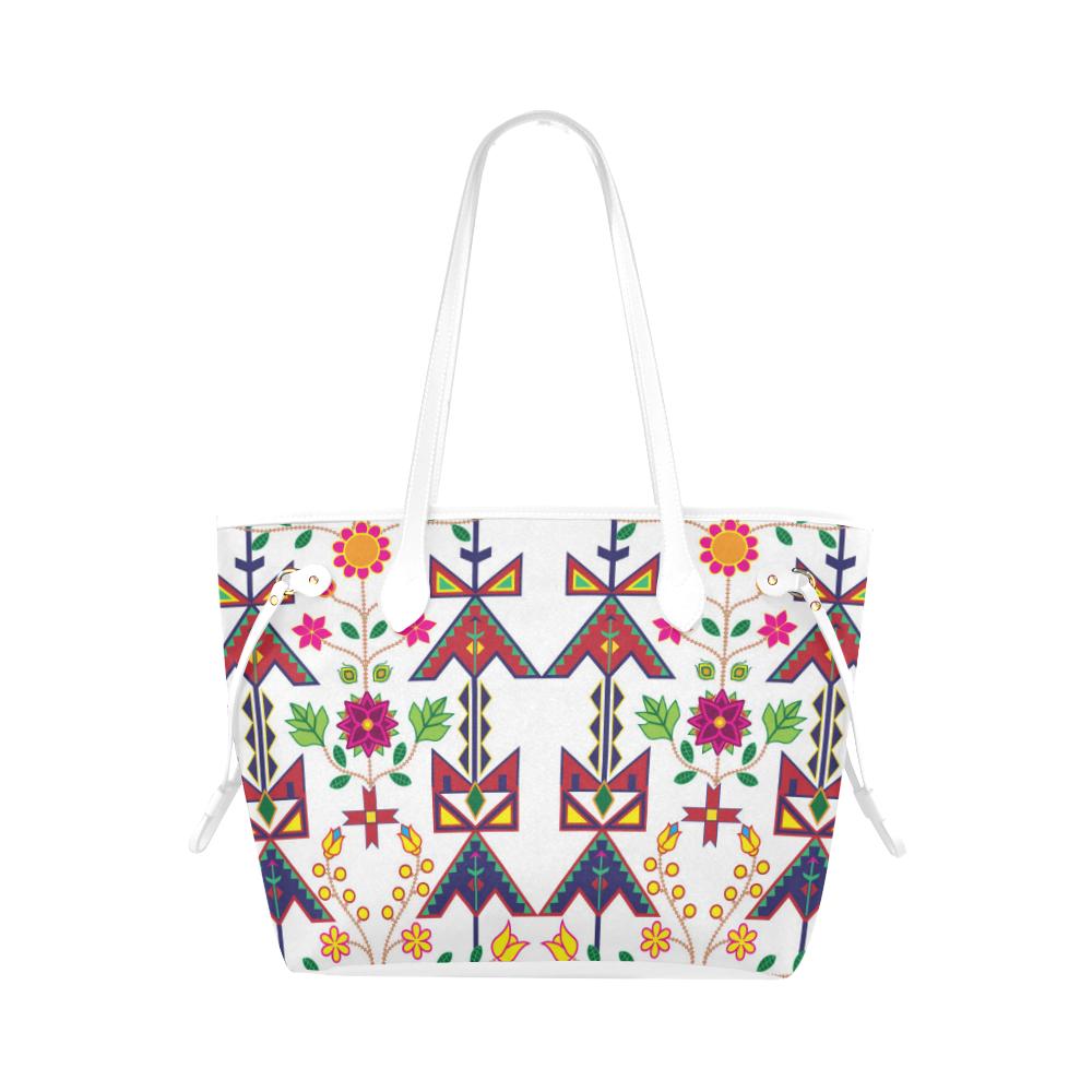 Geometric Floral Spring - White Clover Canvas Tote Bag (Model 1661) Clover Canvas Tote Bag (1661) e-joyer