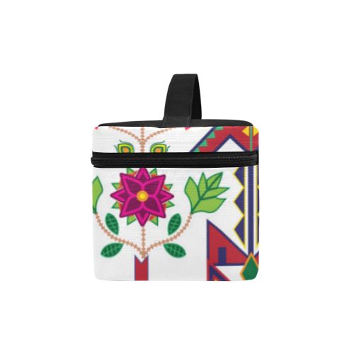 Geometric Floral Spring-White Cosmetic Bag/Large (Model 1658) Cosmetic Bag e-joyer