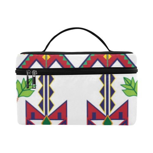 Geometric Floral Spring-White Cosmetic Bag/Large (Model 1658) Cosmetic Bag e-joyer