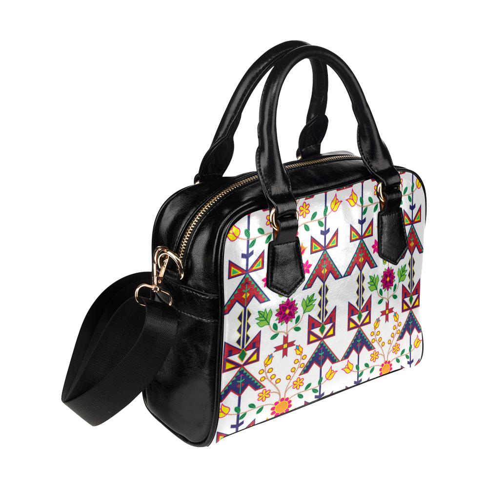 Geometric Floral Spring-White Shoulder Handbag (Model 1634) Shoulder Handbags (1634) e-joyer