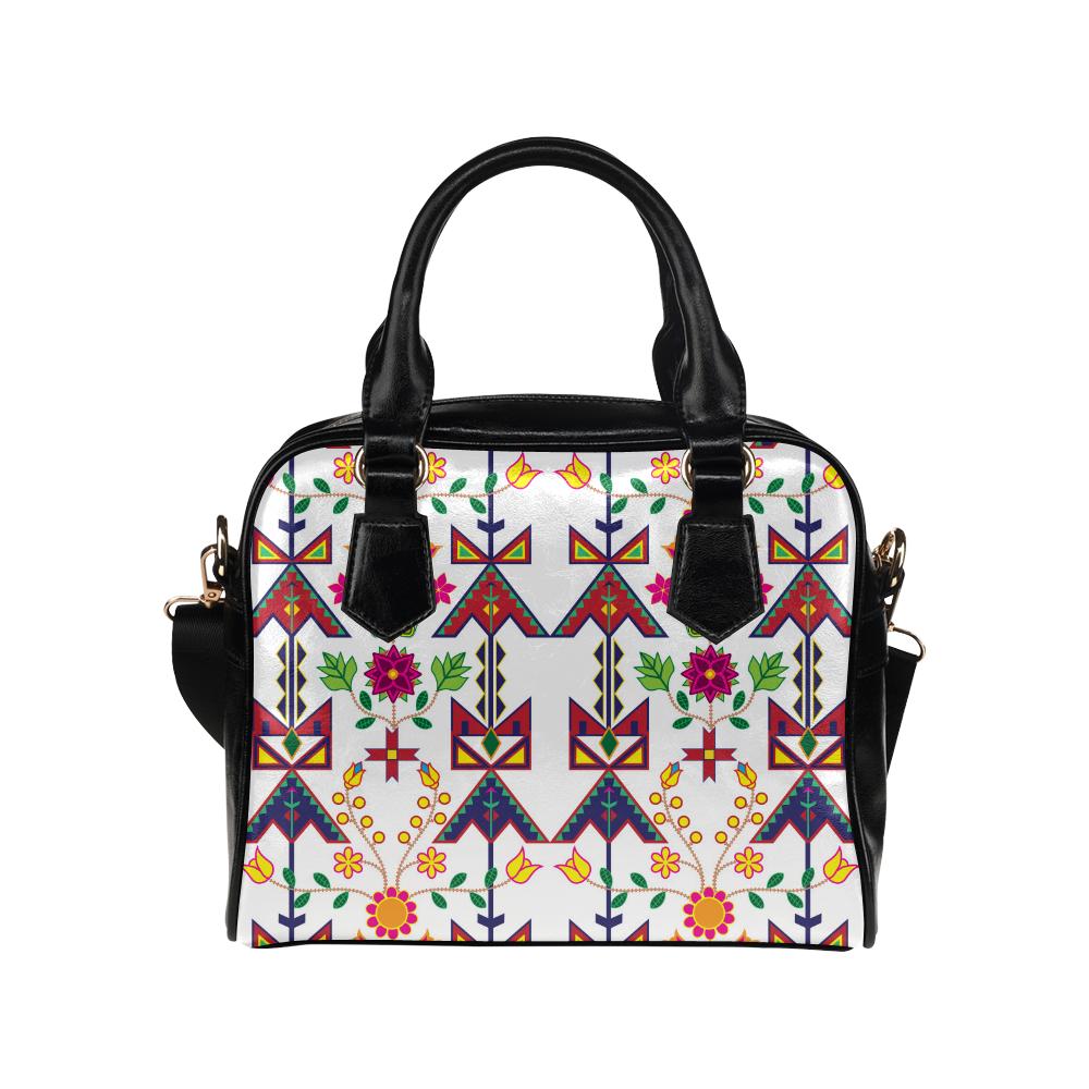 Geometric Floral Spring-White Shoulder Handbag (Model 1634) Shoulder Handbags (1634) e-joyer