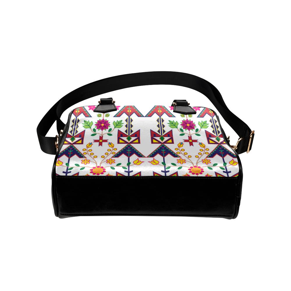 Geometric Floral Spring-White Shoulder Handbag (Model 1634) Shoulder Handbags (1634) e-joyer