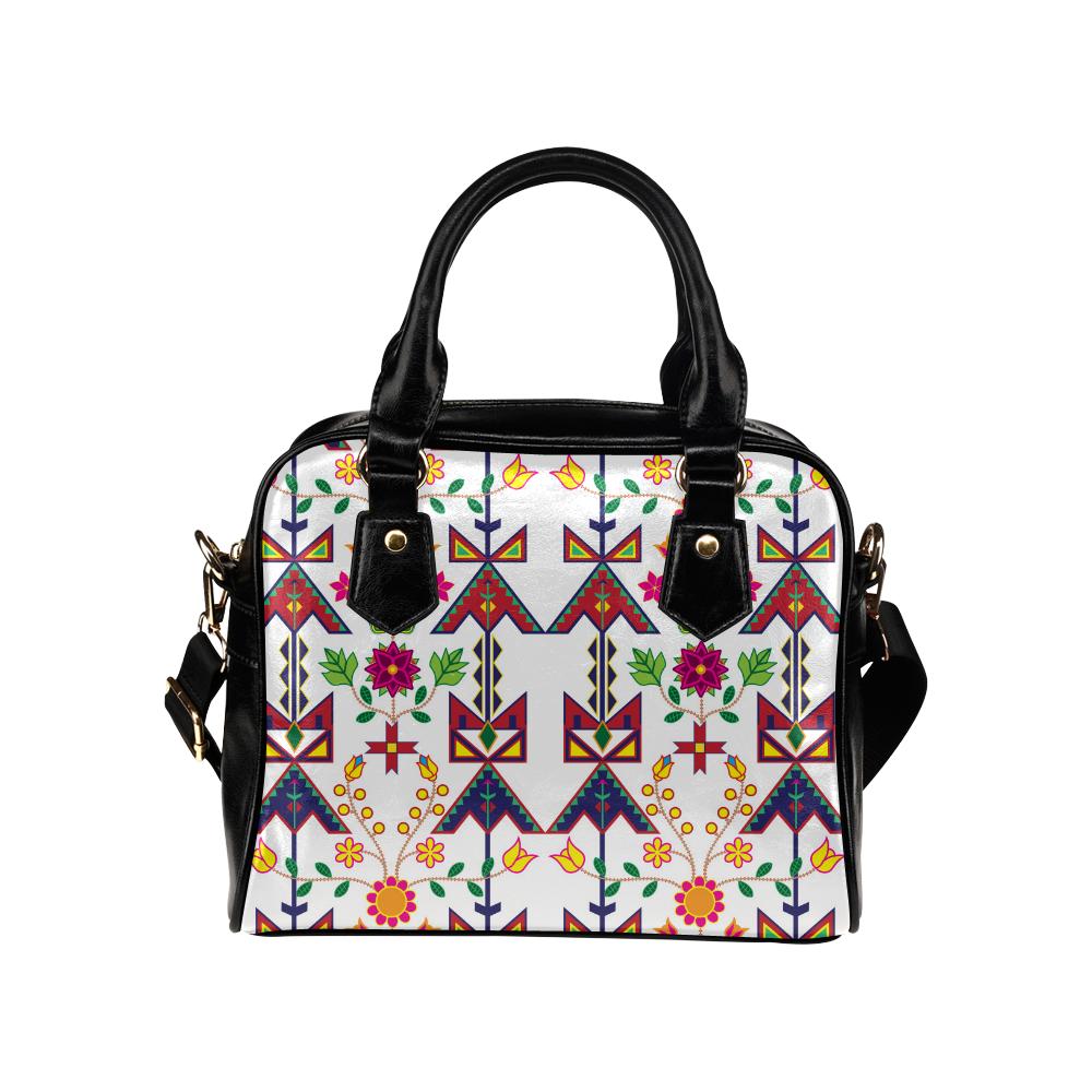 Geometric Floral Spring-White Shoulder Handbag (Model 1634) Shoulder Handbags (1634) e-joyer