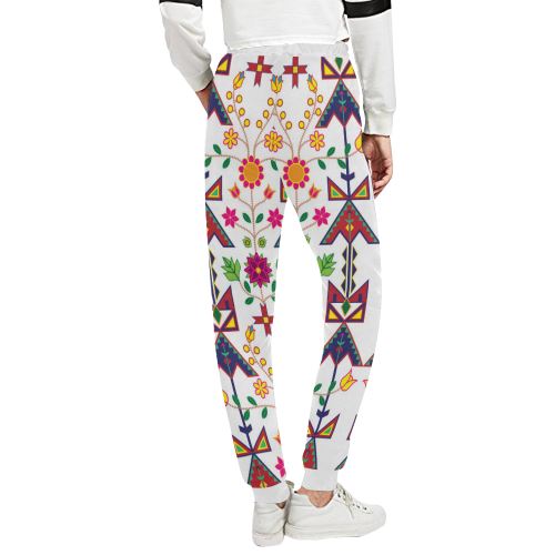 Geometric Floral Spring-White Women's All Over Print Sweatpants (Model L11) Women's All Over Print Sweatpants (L11) e-joyer