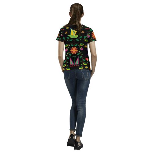 Geometric Floral Summer All Over Print T-shirt for Women/Large Size (USA Size) (Model T40) All Over Print T-Shirt for Women/Large (T40) e-joyer