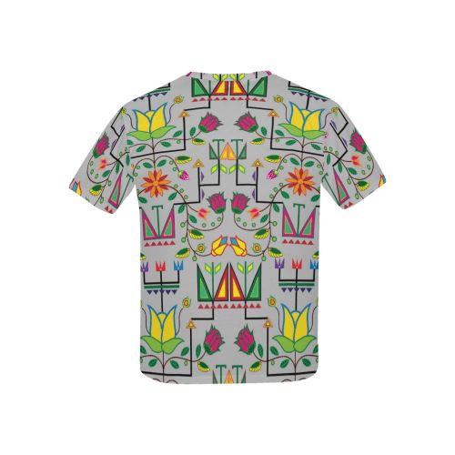 Geometric Floral Summer-Gray All Over Print T-shirt for Kid (USA Size) (Model T40) All Over Print T-shirt for Kid (T40) e-joyer