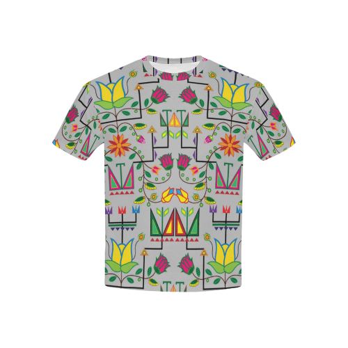 Geometric Floral Summer-Gray All Over Print T-shirt for Kid (USA Size) (Model T40) All Over Print T-shirt for Kid (T40) e-joyer