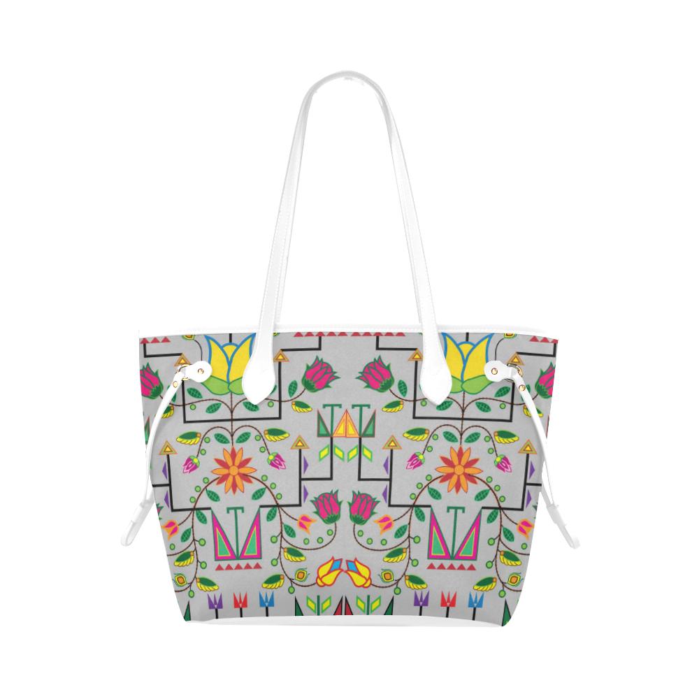 Geometric Floral Summer - Gray Clover Canvas Tote Bag (Model 1661) Clover Canvas Tote Bag (1661) e-joyer