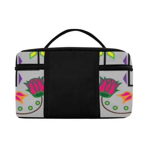 Geometric Floral Summer-Gray Cosmetic Bag/Large (Model 1658) Cosmetic Bag e-joyer