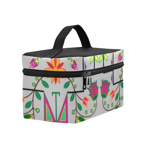 Geometric Floral Summer-Gray Cosmetic Bag/Large (Model 1658) Cosmetic Bag e-joyer