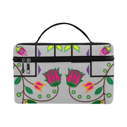 Geometric Floral Summer-Gray Cosmetic Bag/Large (Model 1658) Cosmetic Bag e-joyer