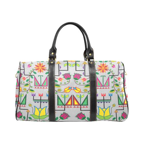 Geometric Floral Summer-Gray New Waterproof Travel Bag/Large (Model 1639) Waterproof Travel Bags (1639) e-joyer