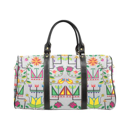 Geometric Floral Summer-Gray New Waterproof Travel Bag/Large (Model 1639) Waterproof Travel Bags (1639) e-joyer