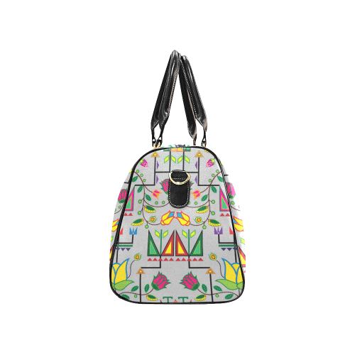 Geometric Floral Summer-Gray New Waterproof Travel Bag/Large (Model 1639) Waterproof Travel Bags (1639) e-joyer