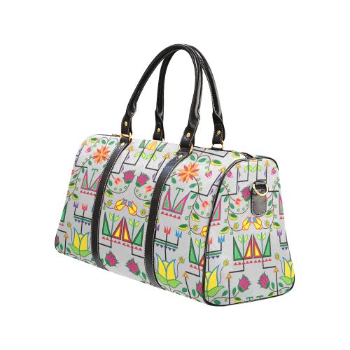 Geometric Floral Summer-Gray New Waterproof Travel Bag/Large (Model 1639) Waterproof Travel Bags (1639) e-joyer