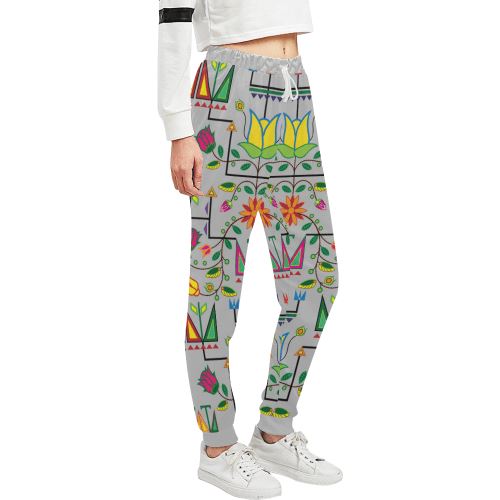 Geometric Floral Summer-Gray Women's All Over Print Sweatpants (Model L11) Women's All Over Print Sweatpants (L11) e-joyer