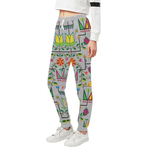 Geometric Floral Summer-Gray Women's All Over Print Sweatpants (Model L11) Women's All Over Print Sweatpants (L11) e-joyer
