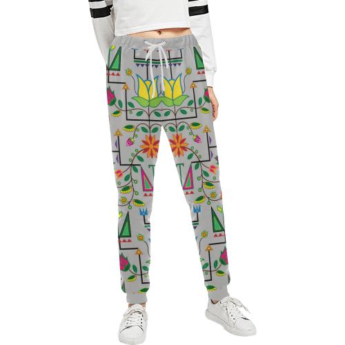 Geometric Floral Summer-Gray Women's All Over Print Sweatpants (Model L11) Women's All Over Print Sweatpants (L11) e-joyer