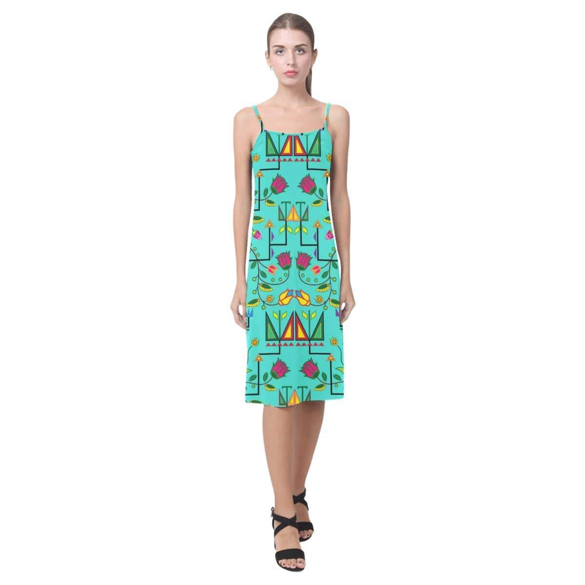 Geometric Floral Summer - Sky Alcestis Slip Dress (Model D05) Alcestis Slip Dress (D05) e-joyer