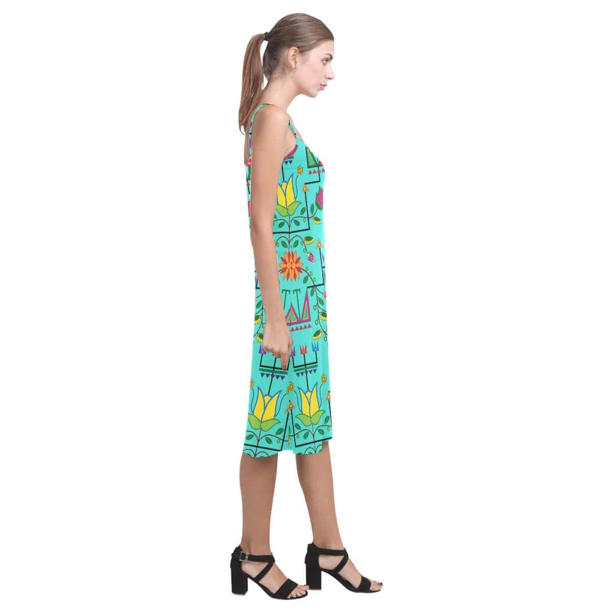 Geometric Floral Summer - Sky Alcestis Slip Dress (Model D05) Alcestis Slip Dress (D05) e-joyer