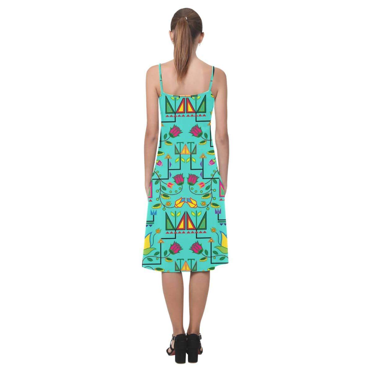 Geometric Floral Summer - Sky Alcestis Slip Dress (Model D05) Alcestis Slip Dress (D05) e-joyer