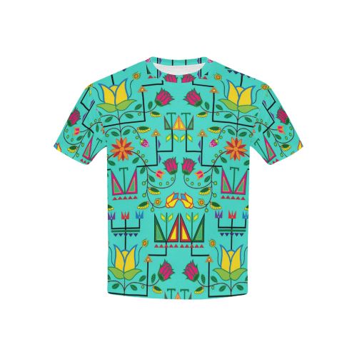 Geometric Floral Summer-Sky All Over Print T-shirt for Kid (USA Size) (Model T40) All Over Print T-shirt for Kid (T40) e-joyer