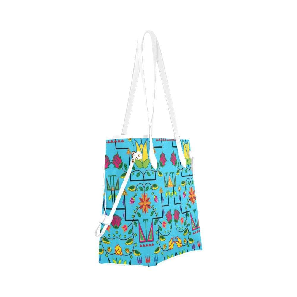 Geometric Floral Summer - Sky Blue Clover Canvas Tote Bag (Model 1661) Clover Canvas Tote Bag (1661) e-joyer