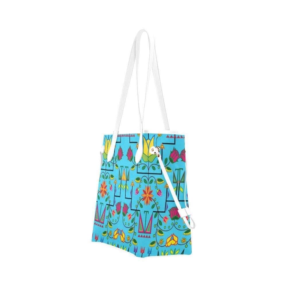 Geometric Floral Summer - Sky Blue Clover Canvas Tote Bag (Model 1661) Clover Canvas Tote Bag (1661) e-joyer