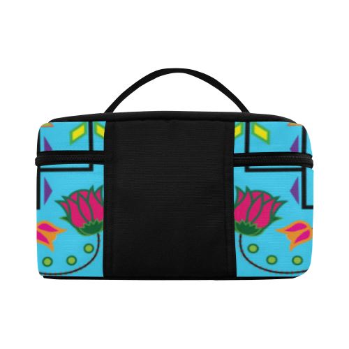 Geometric Floral Summer-Sky Blue Cosmetic Bag/Large (Model 1658) Cosmetic Bag e-joyer