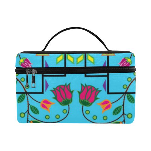 Geometric Floral Summer-Sky Blue Cosmetic Bag/Large (Model 1658) Cosmetic Bag e-joyer