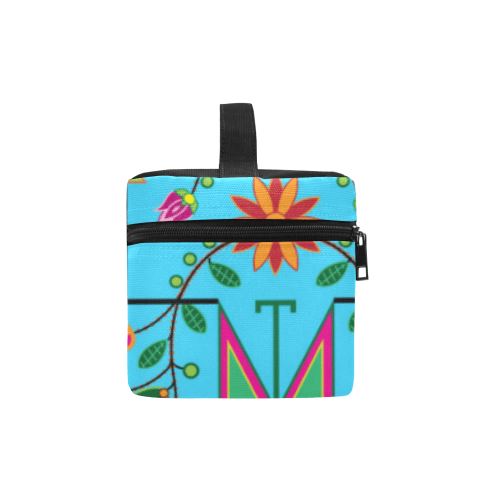Geometric Floral Summer-Sky Blue Cosmetic Bag/Large (Model 1658) Cosmetic Bag e-joyer