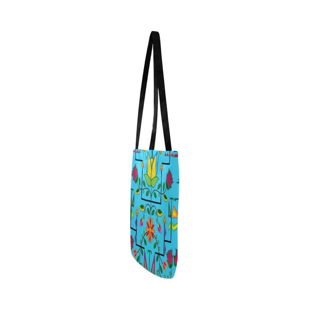 Geometric Floral Summer-Sky Blue Reusable Shopping Bag Model 1660 (Two sides) Shopping Tote Bag (1660) e-joyer