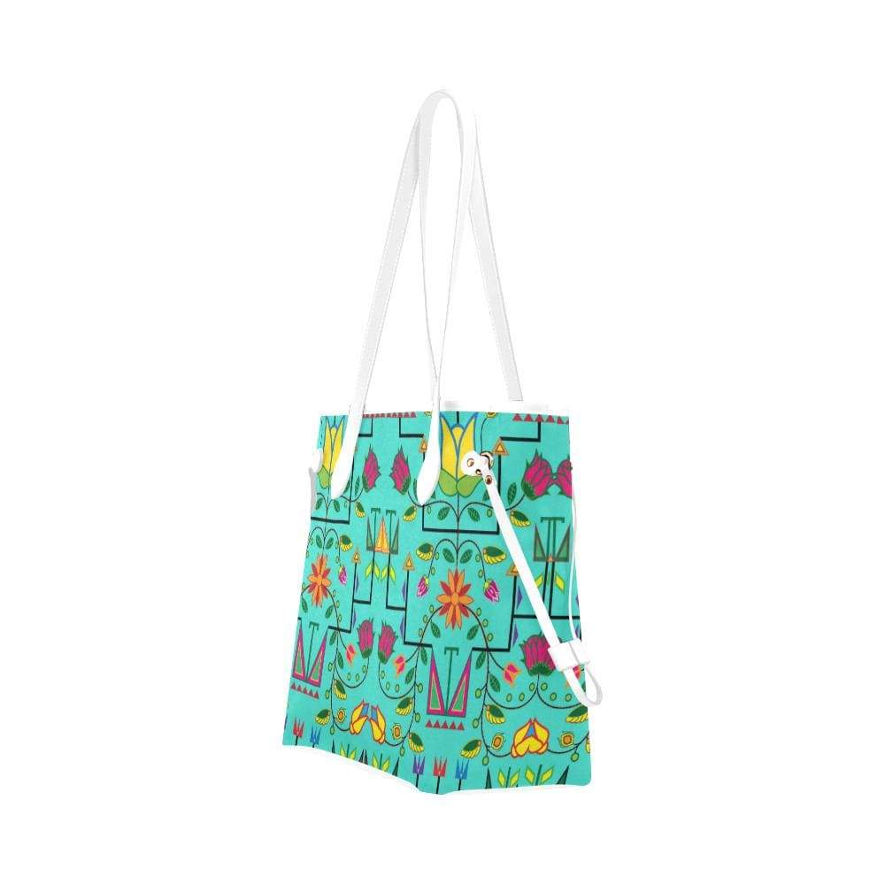 Geometric Floral Summer - Sky Clover Canvas Tote Bag (Model 1661) Clover Canvas Tote Bag (1661) e-joyer