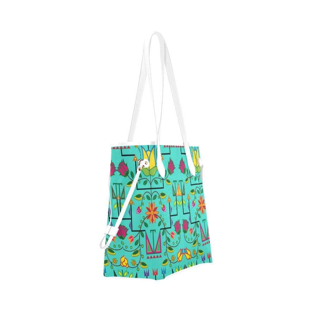 Geometric Floral Summer - Sky Clover Canvas Tote Bag (Model 1661) Clover Canvas Tote Bag (1661) e-joyer