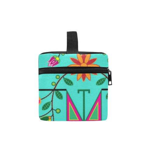 Geometric Floral Summer-Sky Cosmetic Bag/Large (Model 1658) Cosmetic Bag e-joyer