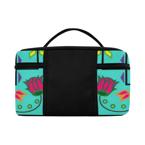 Geometric Floral Summer-Sky Cosmetic Bag/Large (Model 1658) Cosmetic Bag e-joyer