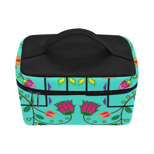 Geometric Floral Summer-Sky Cosmetic Bag/Large (Model 1658) Cosmetic Bag e-joyer