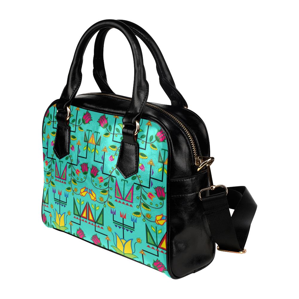 Geometric Floral Summer-Sky Shoulder Handbag (Model 1634) Shoulder Handbags (1634) e-joyer