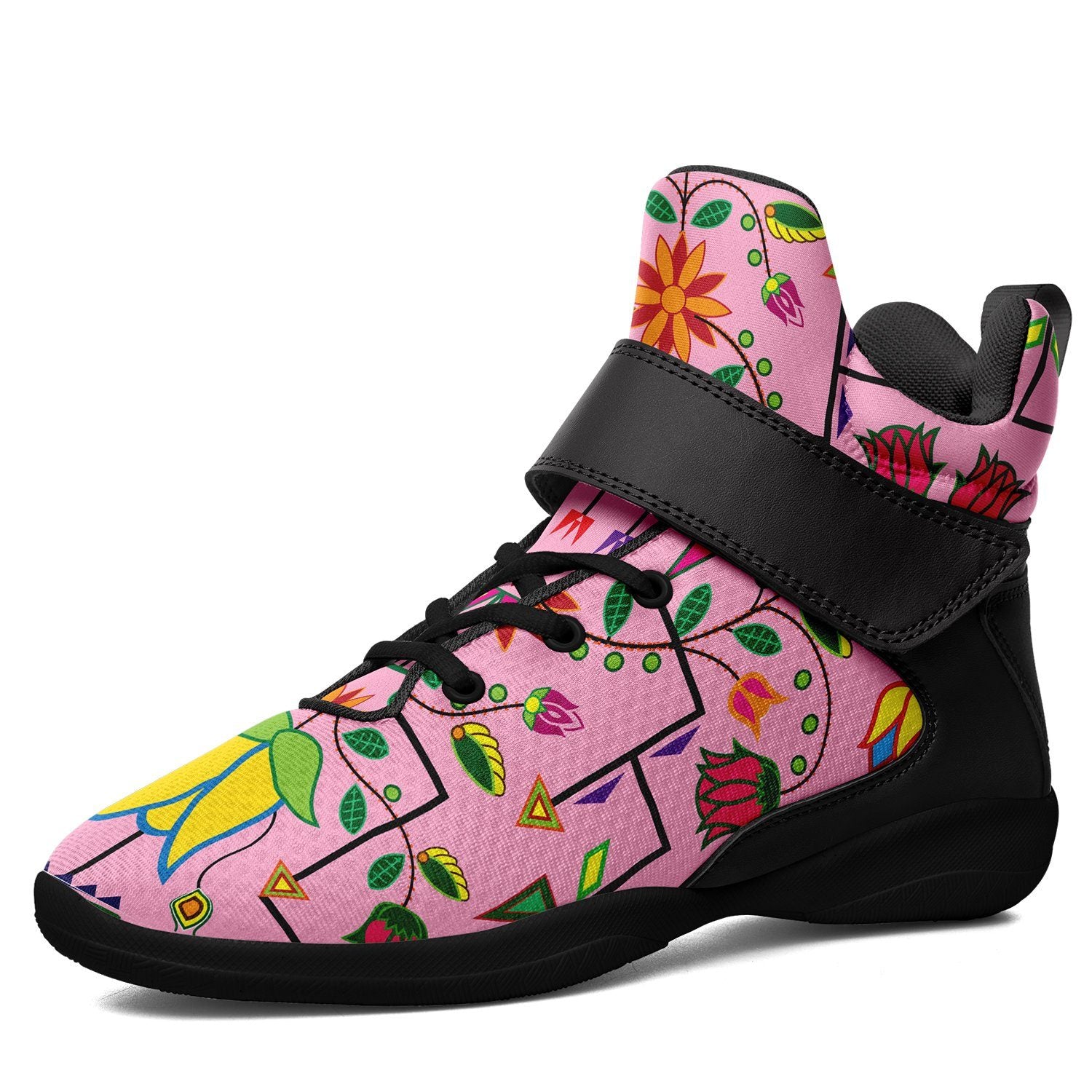 Geometric Floral Summer Sunset Ipottaa Basketball / Sport High Top Shoes 49 Dzine US Women 4.5 / US Youth 3.5 / EUR 35 Black Sole with Black Strap