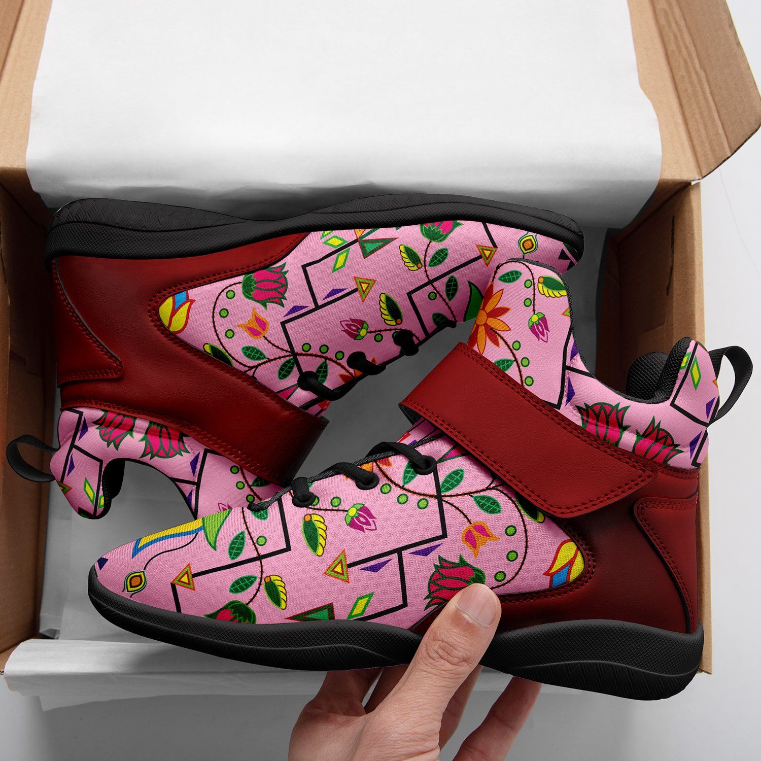 Geometric Floral Summer Sunset Kid's Ipottaa Basketball / Sport High Top Shoes 49 Dzine